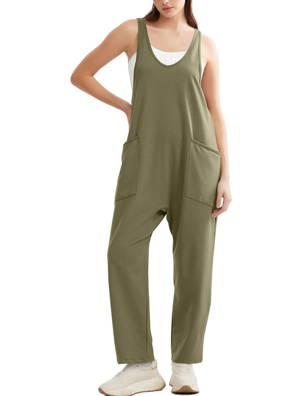 Jumpsuits For Women Casual Summer Dressy Sleeveless Overalls Long Loose Baggy Rompers