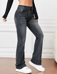 Women's High Waisted Jeans Flare Stretch Slims Classic Fit Bootcut Casual Denim Pants