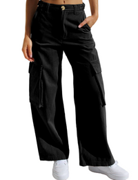 Women's Cargo Pants  High Waisted Wide Leg Jeans Streetwear with Pockets