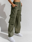 Women's Cargo Pants  High Waisted Wide Leg Jeans Streetwear with Pockets