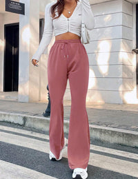 Women's Flare Wide Leg Sweatpants Drawstring Baggy Pants Athletic Pants Trousers