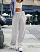 Women's Wide Leg Sweatpants 2024 Trendy Interior Drawstring Baggy Casual Trousers Pant