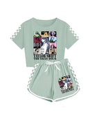 Girls' Clothing Sets Casual Taylor 2 Piece Short Sleeve T Shirt and Pant Sets