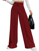 Women's Drawstring High Waisted Wide Leg Long Pants Casual Sweatpants