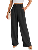 Women's Wide Leg Pants Elastic High Waisted Waffle Knit Casual Palazzo Trousers