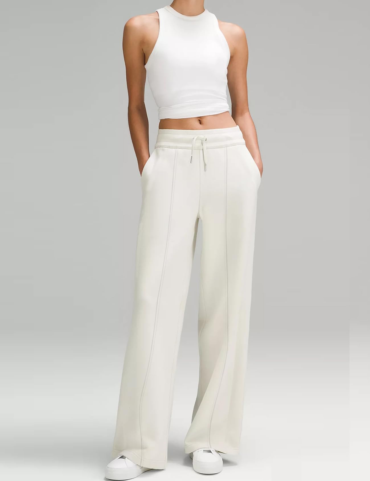 Women's Drawstring Ribbed Waisted Sweatpants