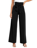 Wide Leg Pants for Women High Waisted Work Casual Flowy Tie Knot Trousers