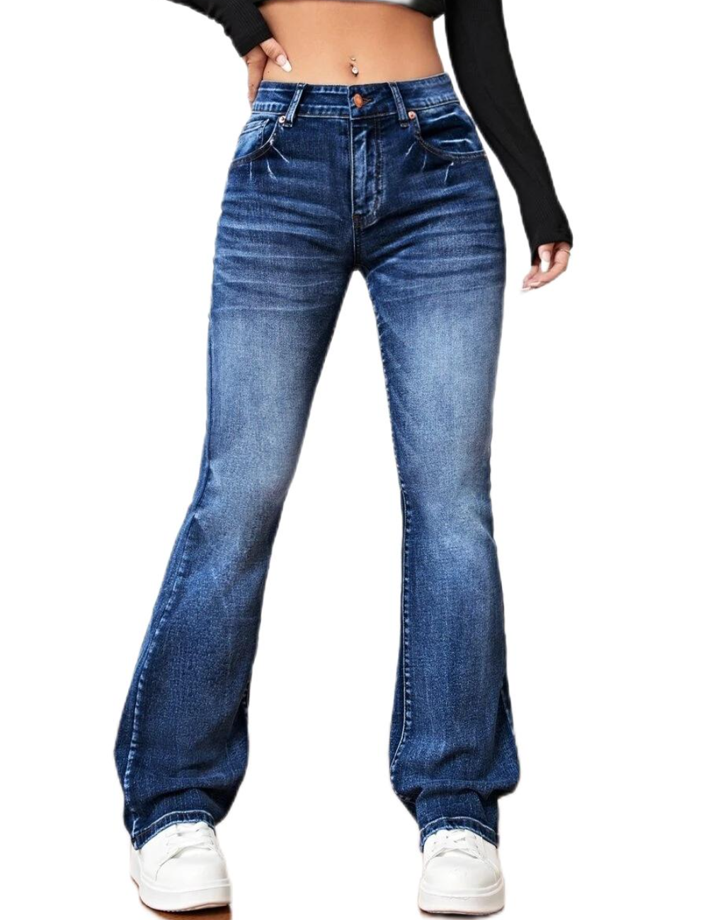 Women's High Waisted Jeans Flare Stretch Slims Classic Fit Bootcut Casual Denim Pants