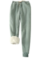 Women's Warm Sherpa Lined Sweatpants Drawstring Jogger Fleece Pants with Pockets