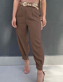 Women's High Waisted Pants Casual Ankle Length Work Trouser with Pockets