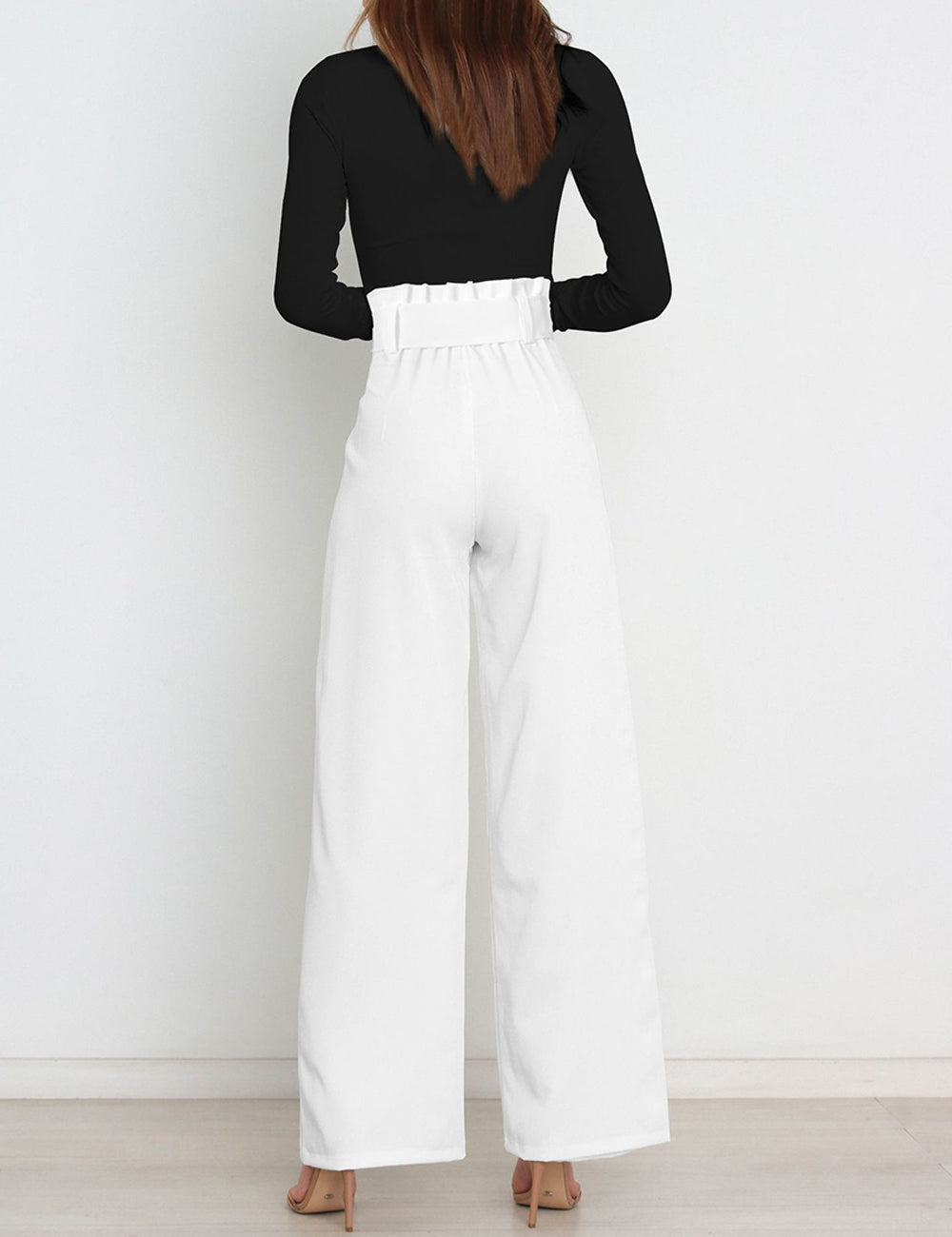 Wide Leg Pants for Women High Waisted Work Casual Flowy Tie Knot Trousers