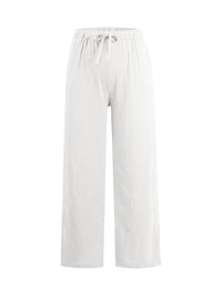 Women's Cotton Linen Pants Summer Casual Loose Drawstring Palazzo Pants