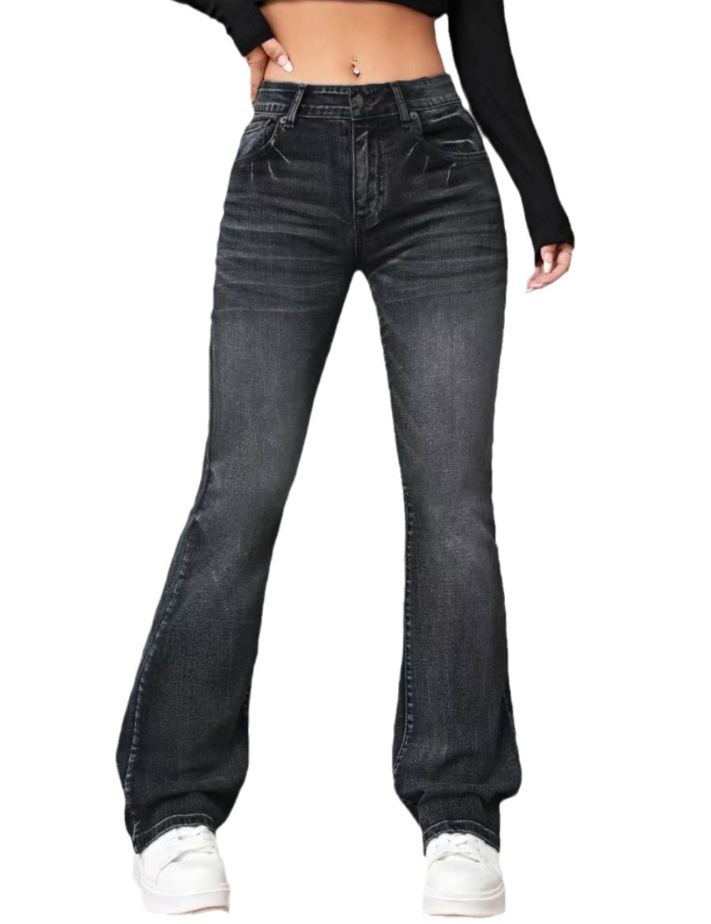 Women's High Waisted Jeans Flare Stretch Slims Classic Fit Bootcut Casual Denim Pants