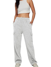 Women's Cargo Sweatpants Casual Baggy Fleece High Waisted Joggers Pants