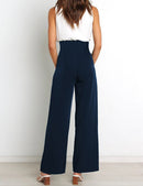 Wide Leg Pants for Women High Waisted Work Casual Flowy Tie Knot Trousers