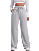 Wide Leg Sweatpants for Women Elastic High Waisted Drawstring Loose Pants with Pockets