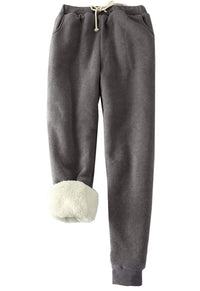 Women's Warm Sherpa Lined Sweatpants Drawstring Jogger Fleece Pants with Pockets