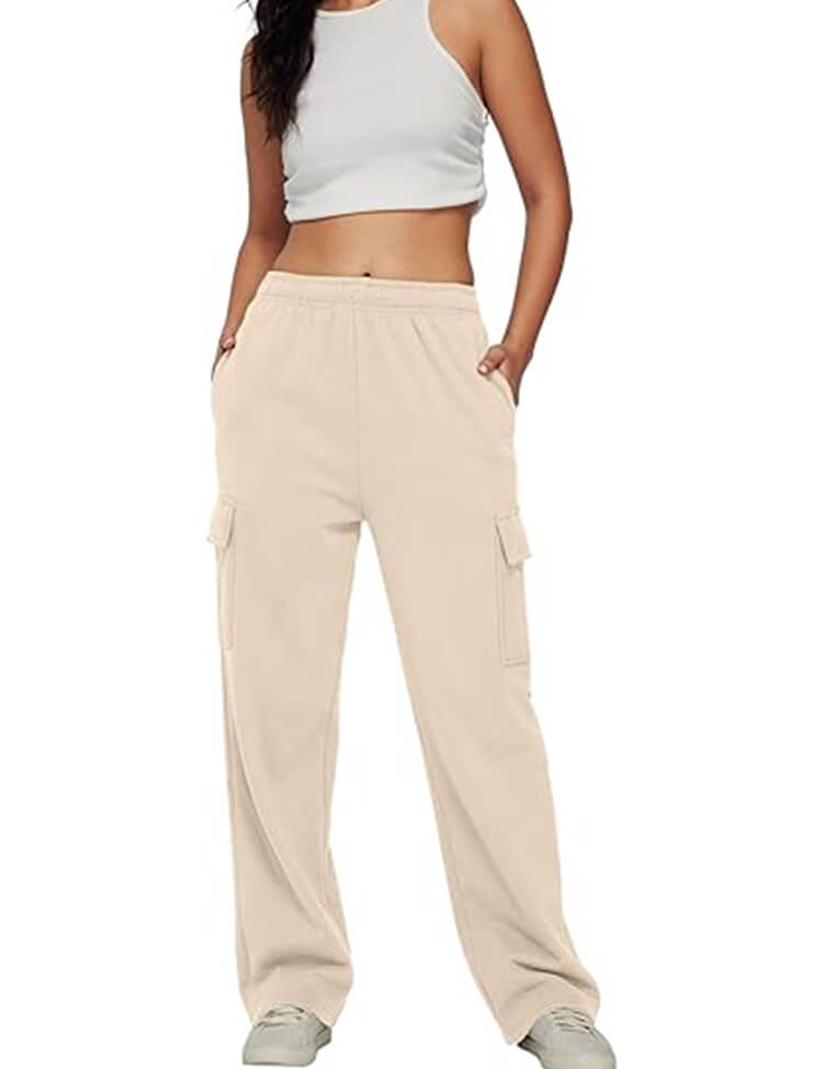 Women's Cargo Sweatpants Casual Baggy Fleece High Waisted Joggers Pants