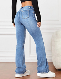 Women's High Waisted Jeans Flare Stretch Slims Classic Fit Bootcut Casual Denim Pants