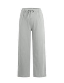 Women's Cotton Linen Pants Summer Casual Loose Drawstring Palazzo Pants