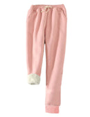 Women's Warm Sherpa Lined Sweatpants Drawstring Jogger Fleece Pants with Pockets