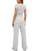 Women's 2 Piece Outfits Lounge Sets Short Sleeve Tops and High Waisted Pants Tracksuit Sets