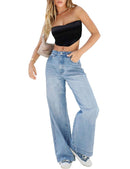 Women High Waisted Pants Wide Leg Jeans Casual Baggy Trousers Y2K Streetwear