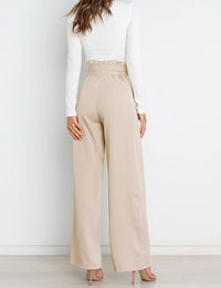 Wide Leg Pants for Women High Waisted Work Casual Flowy Tie Knot Trousers