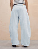 Women's Barrel Leg Sweatpant Drawstring Elastic Waisted Wide Leg Pants Casual Cotton Palazzo Trousers with Pockets
