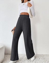 Women's Casual Elastic High Waist Knit Loose Lounge Pants Trousers