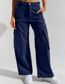 Women's Cargo Pants  High Waisted Wide Leg Jeans Streetwear with Pockets