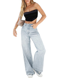 Women High Waisted Pants Wide Leg Jeans Casual Baggy Trousers Y2K Streetwear