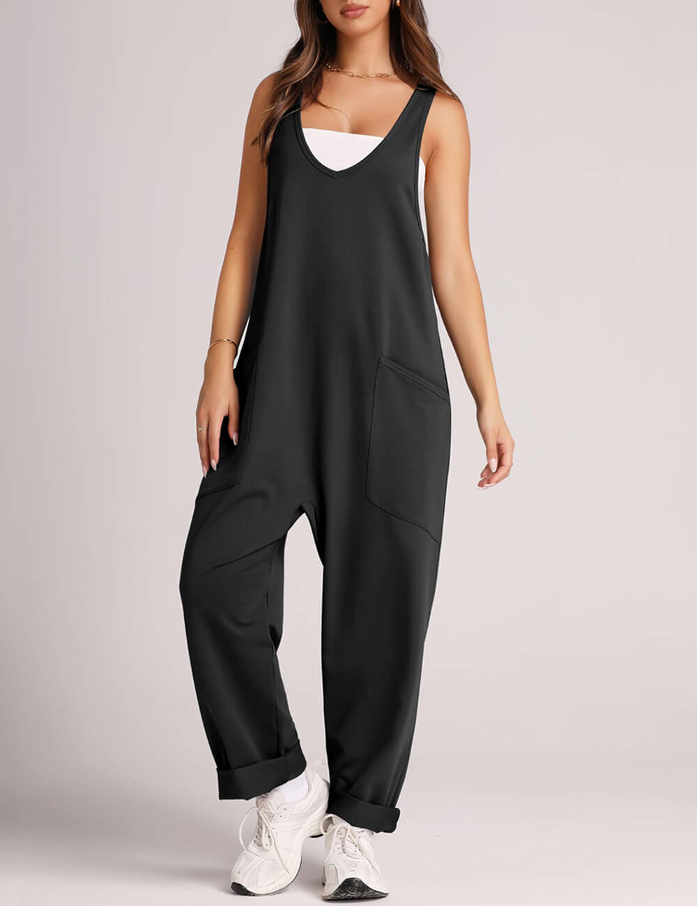 Jumpsuits For Women Casual Summer Dressy Sleeveless Overalls Long Loose Baggy Rompers