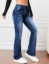 Women's High Waisted Jeans Flare Stretch Slims Classic Fit Bootcut Casual Denim Pants