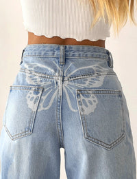 Women's High Waisted Wide Leg Straight Denim Jeans Streetwear Fashion Casual Baggy Trousers