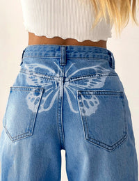 Women's High Waisted Wide Leg Straight Denim Jeans Streetwear Fashion Casual Baggy Trousers