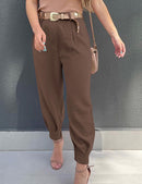 Women's High Waisted Pants Casual Ankle Length Work Trouser with Pockets