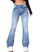 Women's High Waisted Jeans Flare Stretch Slims Classic Fit Bootcut Casual Denim Pants