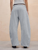 Women's Barrel Leg Sweatpant Drawstring Elastic Waisted Wide Leg Pants Casual Cotton Palazzo Trousers with Pockets