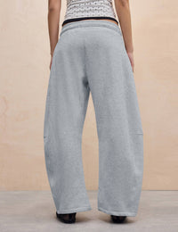 Women's Barrel Leg Sweatpant Drawstring Elastic Waisted Wide Leg Pants Casual Cotton Palazzo Trousers with Pockets