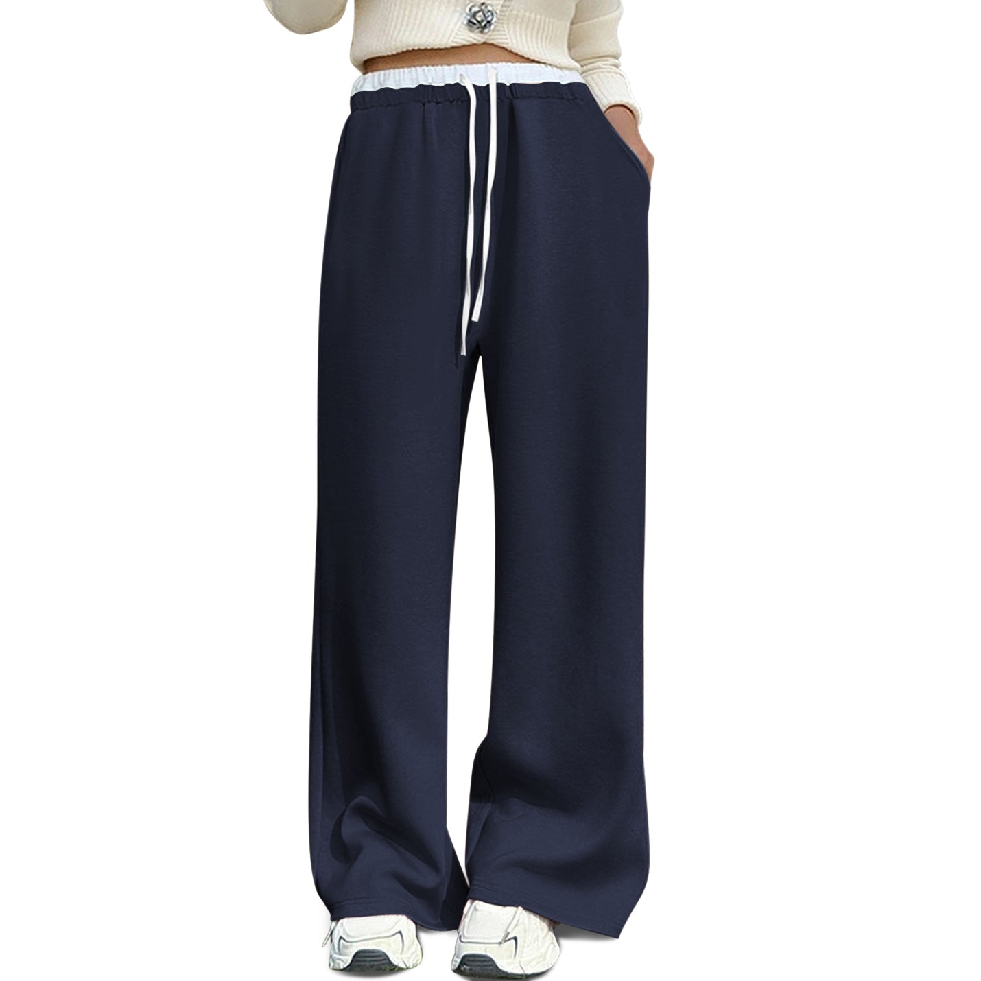 Women's Wide Leg Sweatpants High Waist Baggy Sweat Pants Straight Leg Pants with Pockets