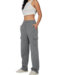 Women's Cargo Sweatpants Casual Baggy Fleece High Waisted Joggers Pants