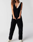 One Piece Jumpsuits for Women Corduroy Jumpsuit V Neck Overalls Sleeveless Rompers