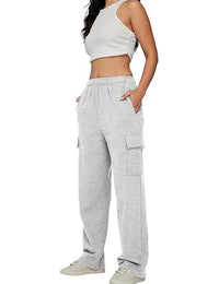 Women's Cargo Sweatpants Casual Baggy Fleece High Waisted Joggers Pants