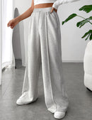 Wide Leg Sweatpants Women Baggy Casual Drawstring Ribbed Waisted Pants Lounge Pants