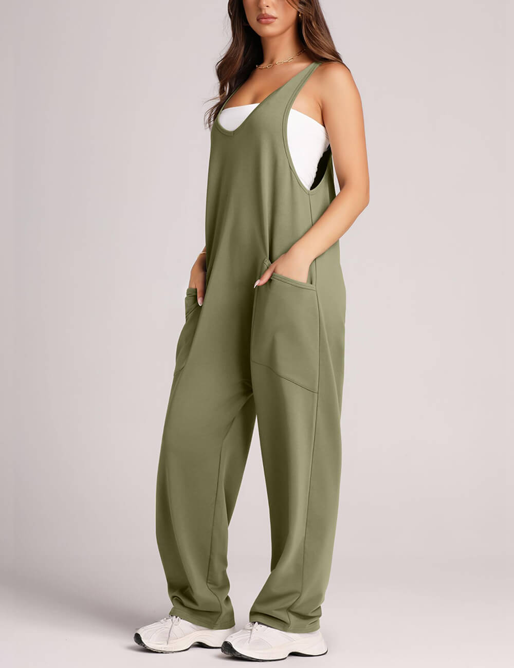 Jumpsuits For Women Casual Summer Dressy Sleeveless Overalls Long Loose Baggy Rompers