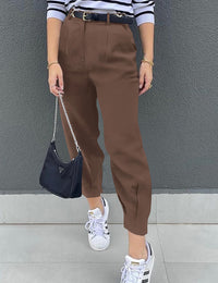 Women's High Waisted Pants Casual Ankle Length Work Trouser with Pockets