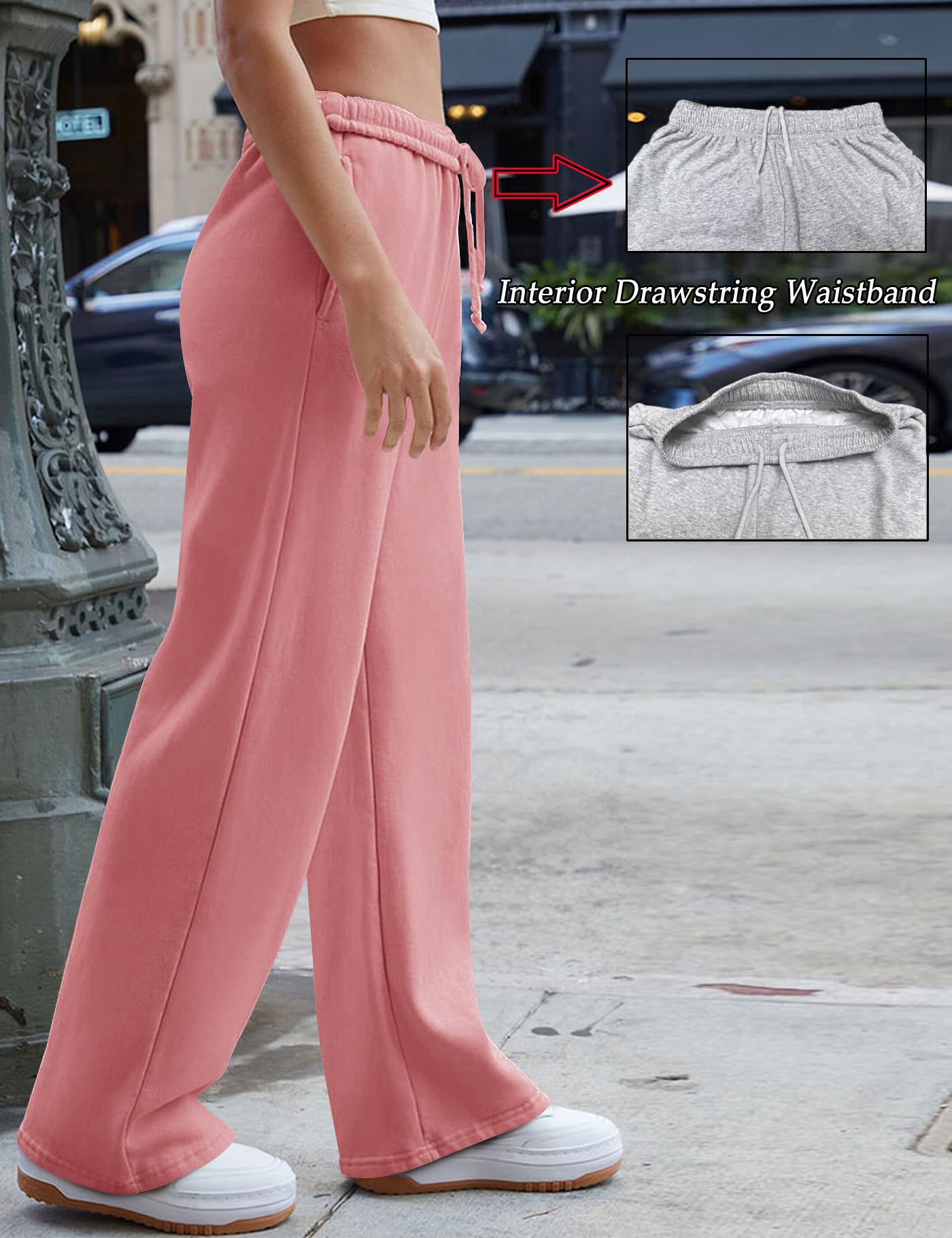 Women's Interior Drawstring Wide Leg Sweatpants