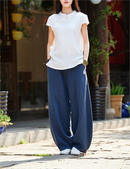 Women's Casual Cotton Linen Baggy Pants with Elastic Waist Loose Fit Lantern Trouser