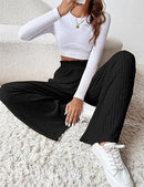 Women's Casual Elastic High Waist Knit Loose Lounge Pants Trousers